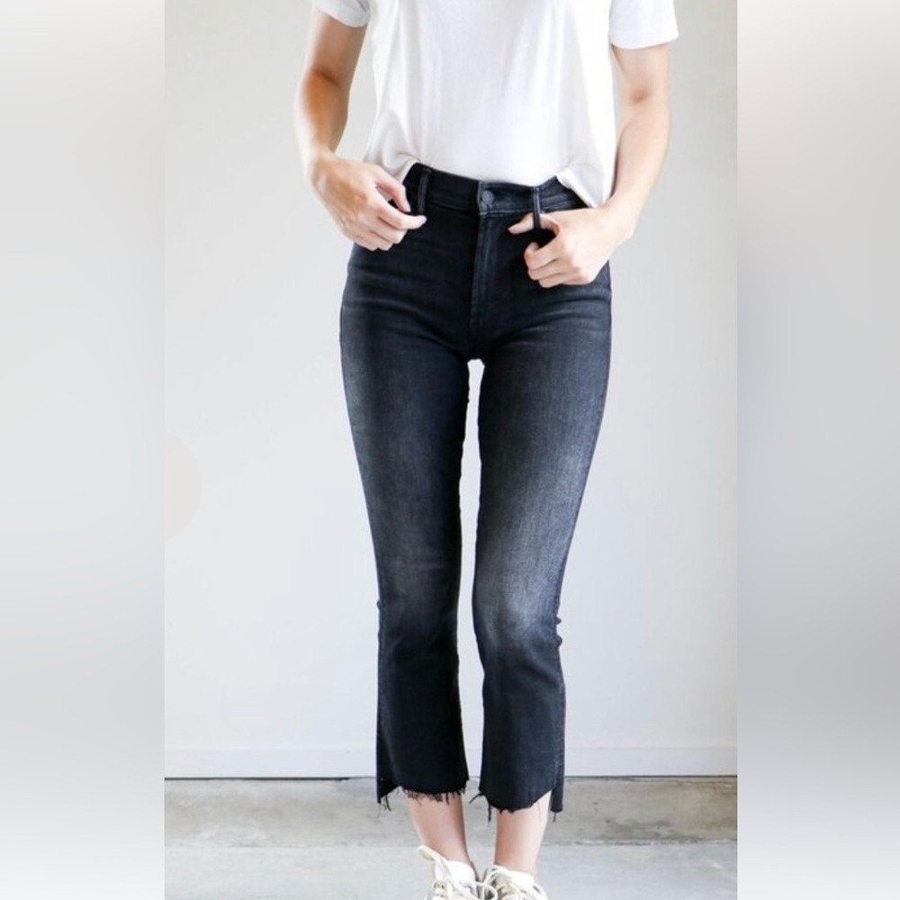MOTHER | Black Insider Crop High Waisted Step Fray in Night Hawk 25